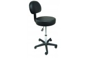 Tabouret Sellerie cousue ronde NOIR avec dossier - Piètement plastique