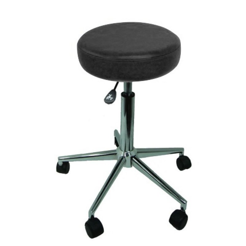 Tabouret Sellerie cousue ronde NOIR - Piètement métal