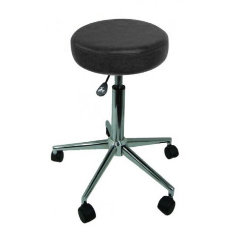 Tabouret Sellerie cousue ronde NOIR - Piètement métal