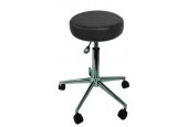 Tabouret Sellerie cousue ronde NOIR - Piètement métal