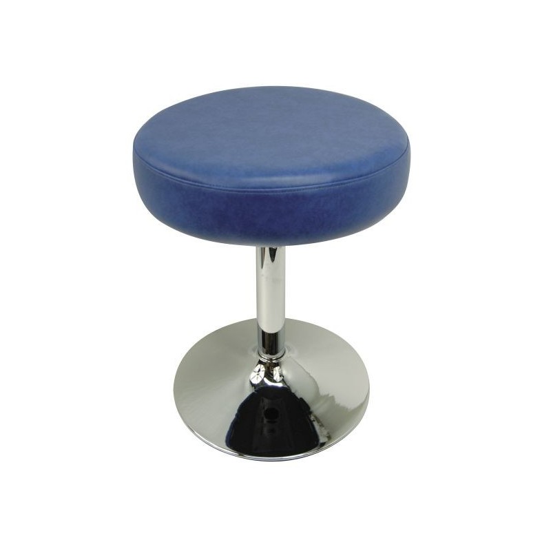 Tabouret Sellerie ronde cousue - Socle chromé