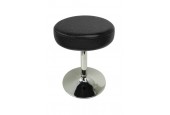 Tabouret Sellerie cousue ronde NOIR - Socle chromé