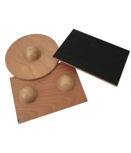 Plateau d'Equilibre bois rectangulaire - 2 boules - 30 x 42cm