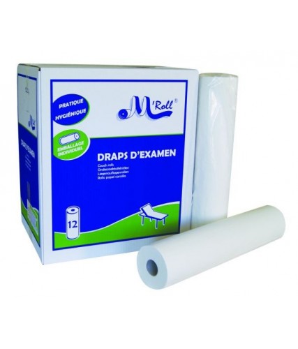 Draps d'examen Blanc - Carton de 12 Rouleaux