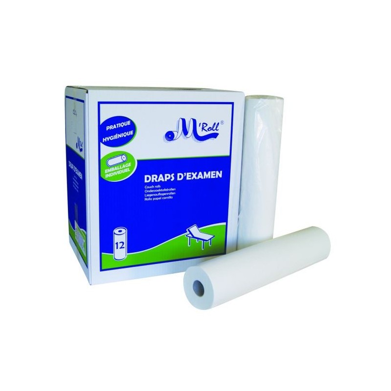 Draps d'examen Blanc - Carton de 12 Rouleaux