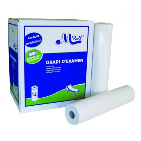 Draps d'examen Blanc - Carton de 12 Rouleaux