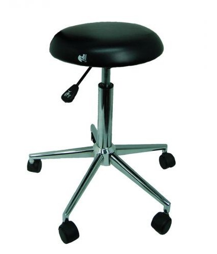 Tabouret Sellerie ronde tendue NOIR - Piètement métal