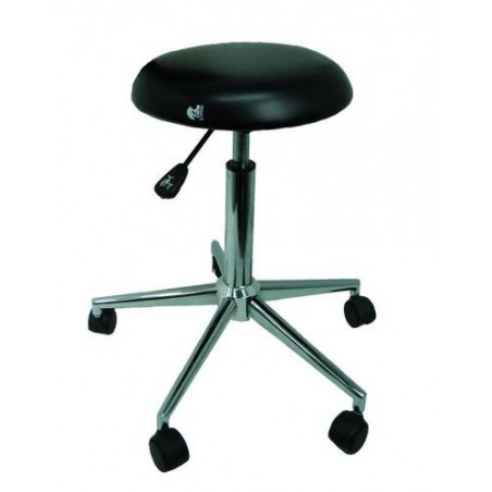 Tabouret Sellerie ronde tendue NOIR - Piètement métal