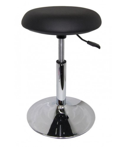 Tabouret Sellerie ronde tendue NOIR - Socle chromé