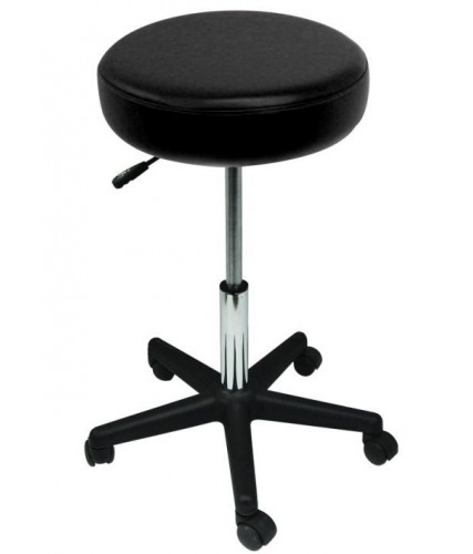 Tabouret Sellerie cousue ronde NOIR - Piètement plastique