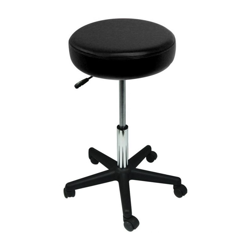 Tabouret Sellerie cousue ronde NOIR - Piètement plastique