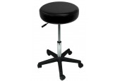 Tabouret Sellerie cousue ronde NOIR - Piètement plastique